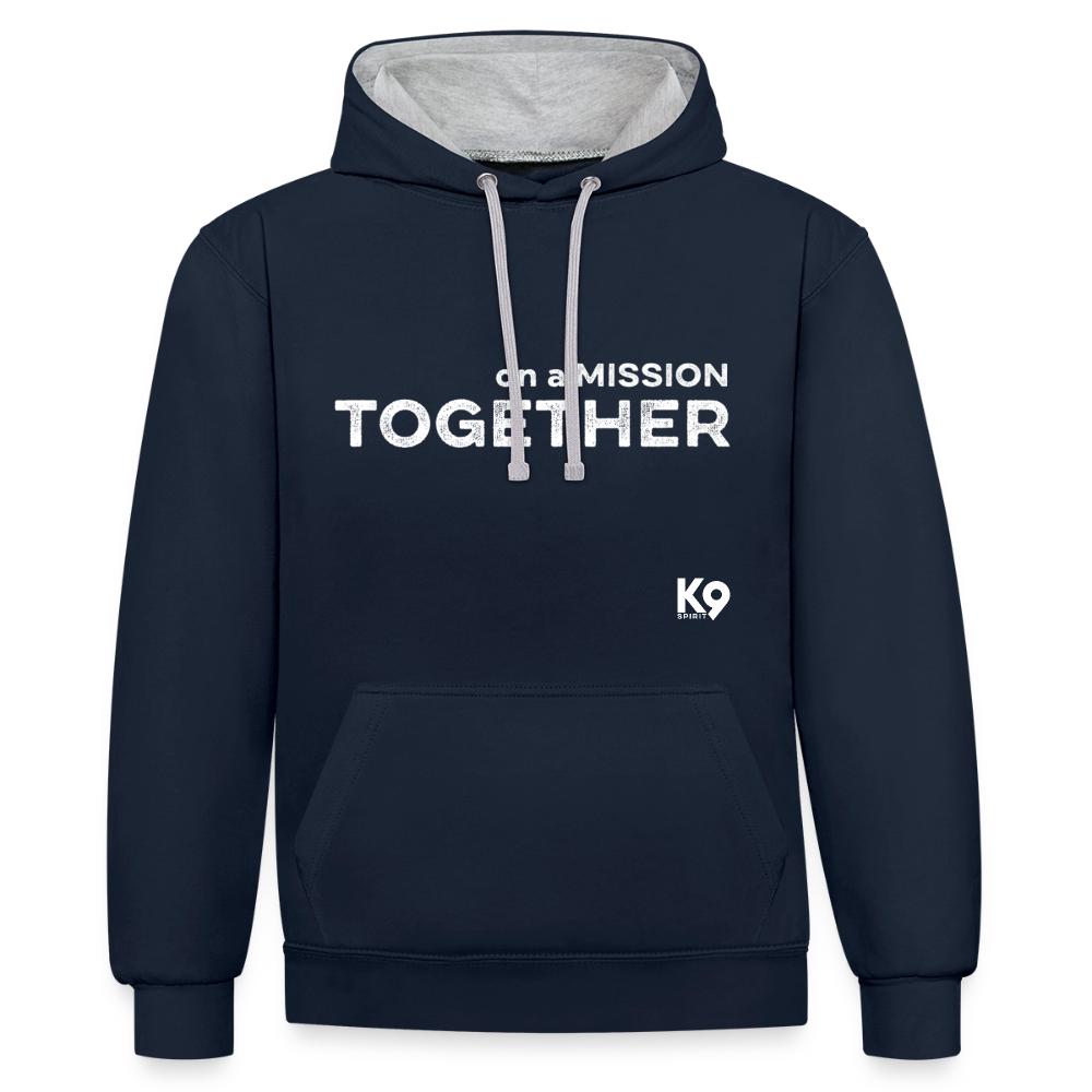 K9 Bicolor-Hoodie "on a MISSION TOGETHER" - Navy/Grau meliert