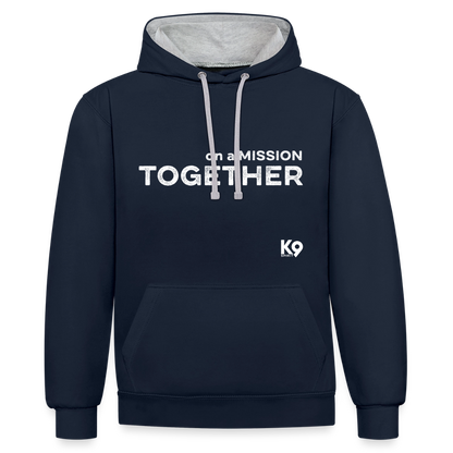 K9 Bicolor-Hoodie "on a MISSION TOGETHER" - Navy/Grau meliert