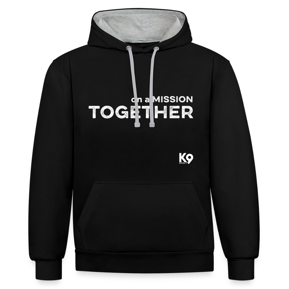 K9 Bicolor-Hoodie "on a MISSION TOGETHER" - Schwarz/Grau meliert