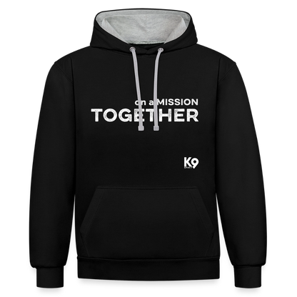 K9 Bicolor-Hoodie "on a MISSION TOGETHER" - Schwarz/Grau meliert