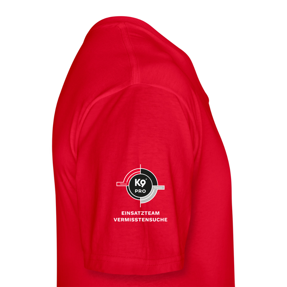 K9 PRO Premium-Shirt mit V-Ausschnitt "K9 PRO Vermisstensuche" MEN edition - Rot