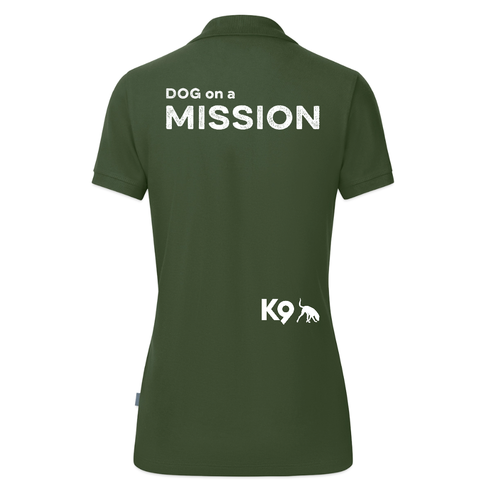 K9 ORGANIC Polo-Shirt "on a MISSION TOGETHER" WOMEN edition - Tannengrün