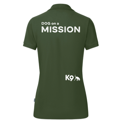 K9 ORGANIC Polo-Shirt "on a MISSION TOGETHER" WOMEN edition - Tannengrün
