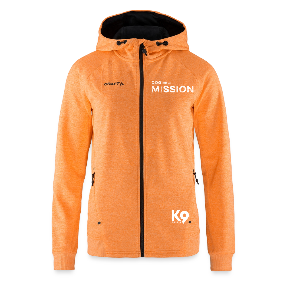 K9 Craft-Hoodyjacket "DOG on a MISSION" - Hellorange meliert