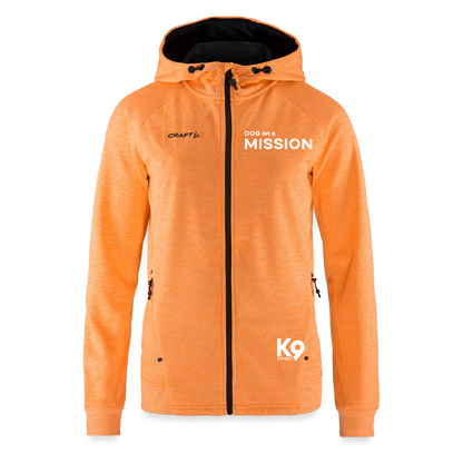 K9 Craft-Hoodyjacket "DOG on a MISSION" - Hellorange meliert